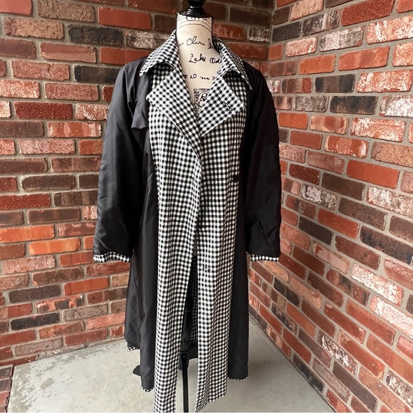 MISS SELFRIDGE BLACK WHITE HOUNSTOOTH TRENCH COAT SIZE 6 NEW - Picture 8 of 13